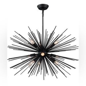 Black Sputnik 9-Light Chandelier Modern Light Fixture, 29in